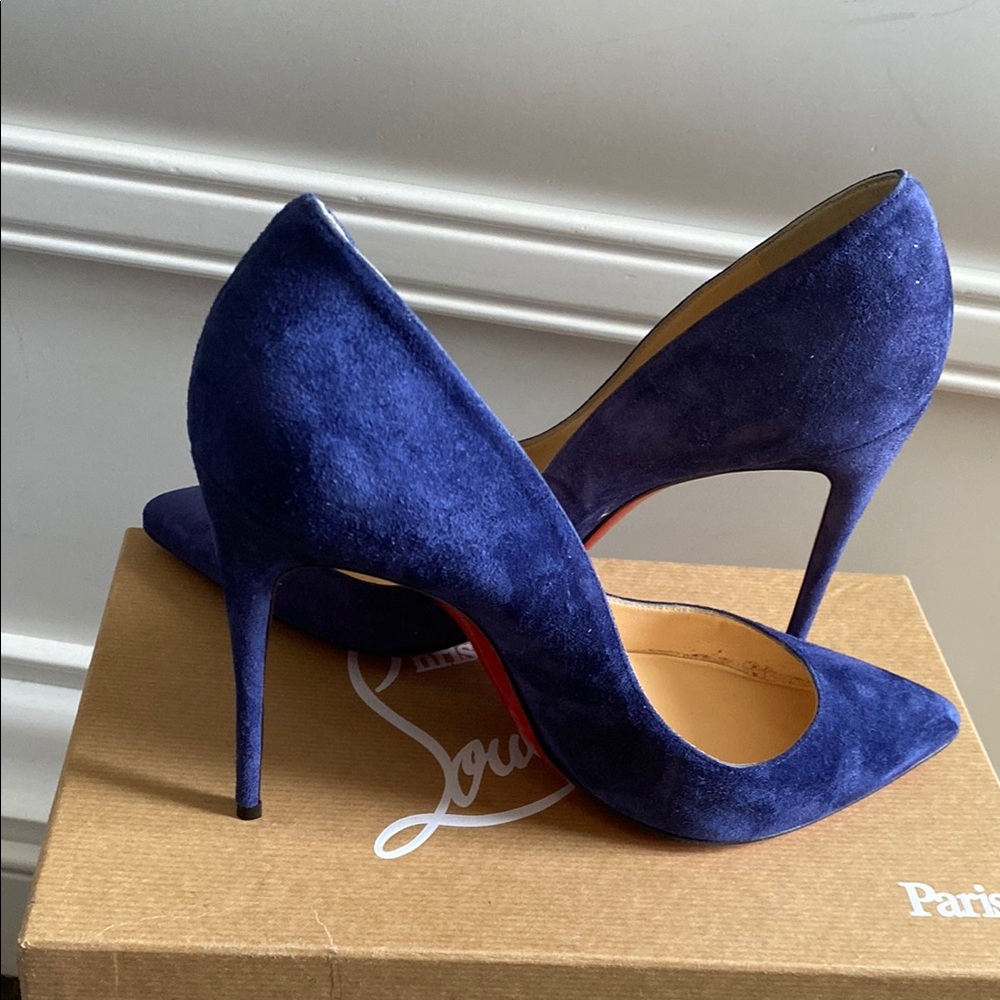 Sold! 🚨AUTHENTIC! Christian Louboutin Blue Suede Heels with D'Orsay Cut